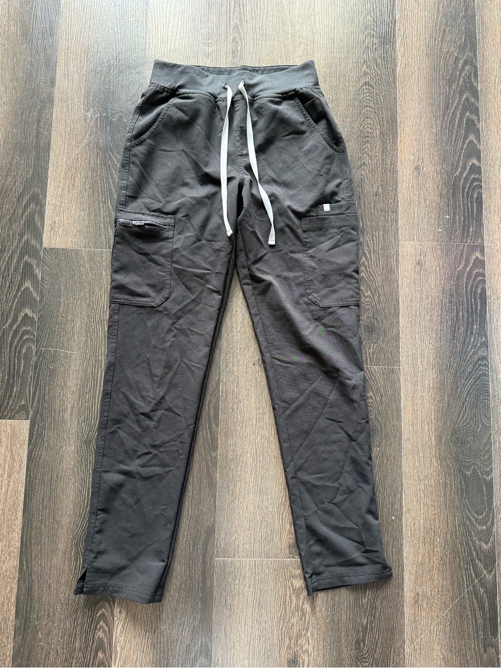 Figs Black Track Pants with Drawstring